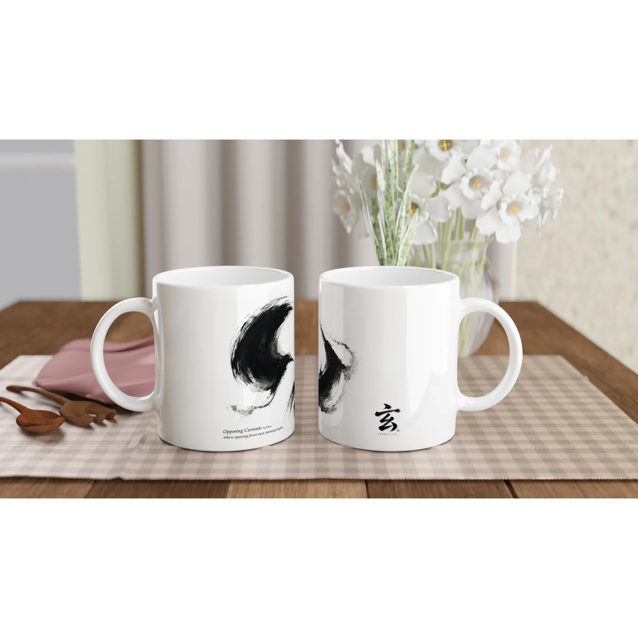Opposing Currents Ink Wash Art Mug Xuan Arts